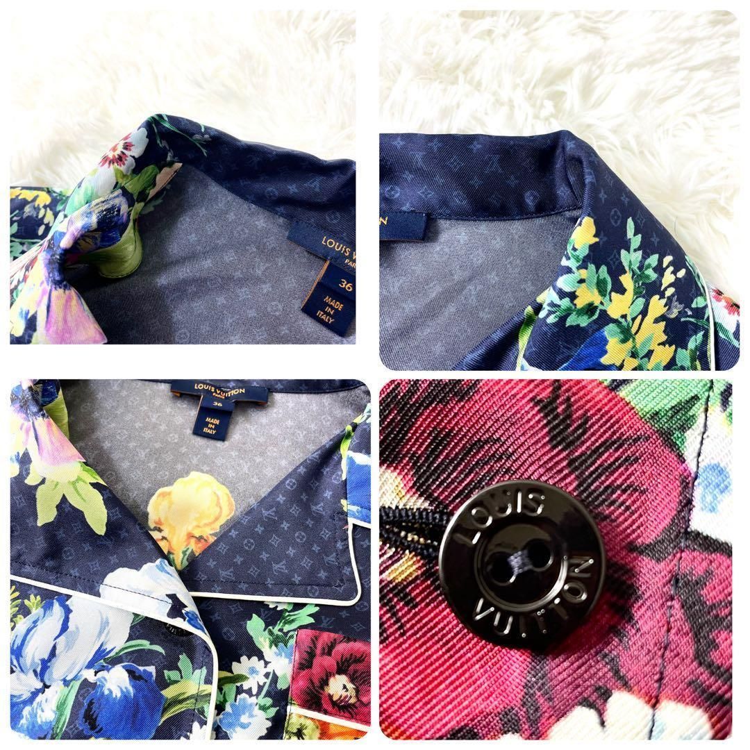 ルイヴィトン シルク 花柄 長袖シャツ 36サイズ 派手 モノグラム