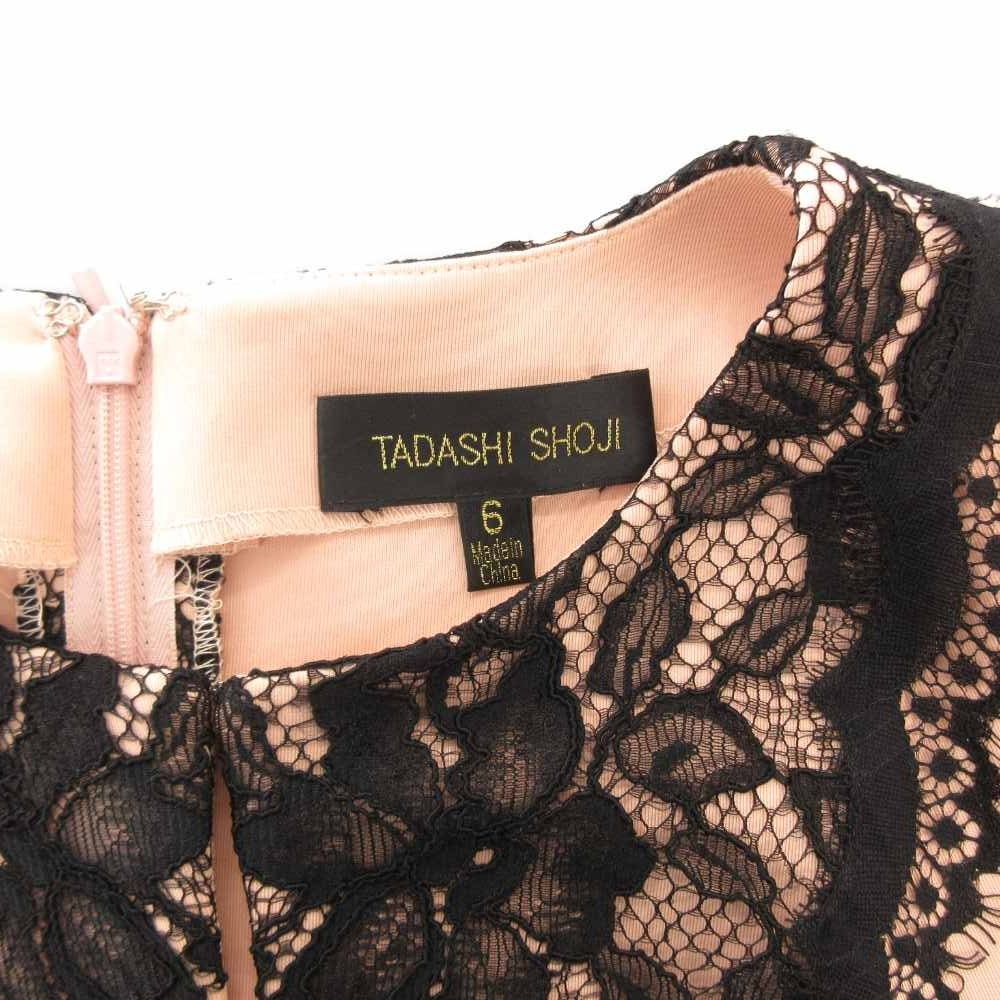 TADASHI SHOJI ピンクと黒のレース ノースリーブワンピース 美品