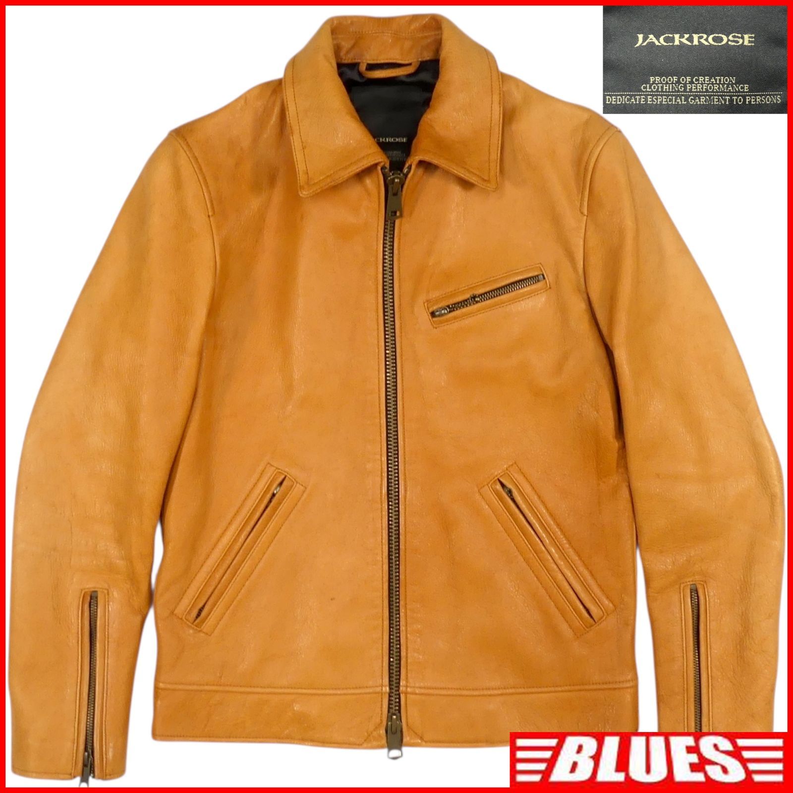 JACKROSE ANTIQUE】ラムレザーライダースジャケット キャメル L