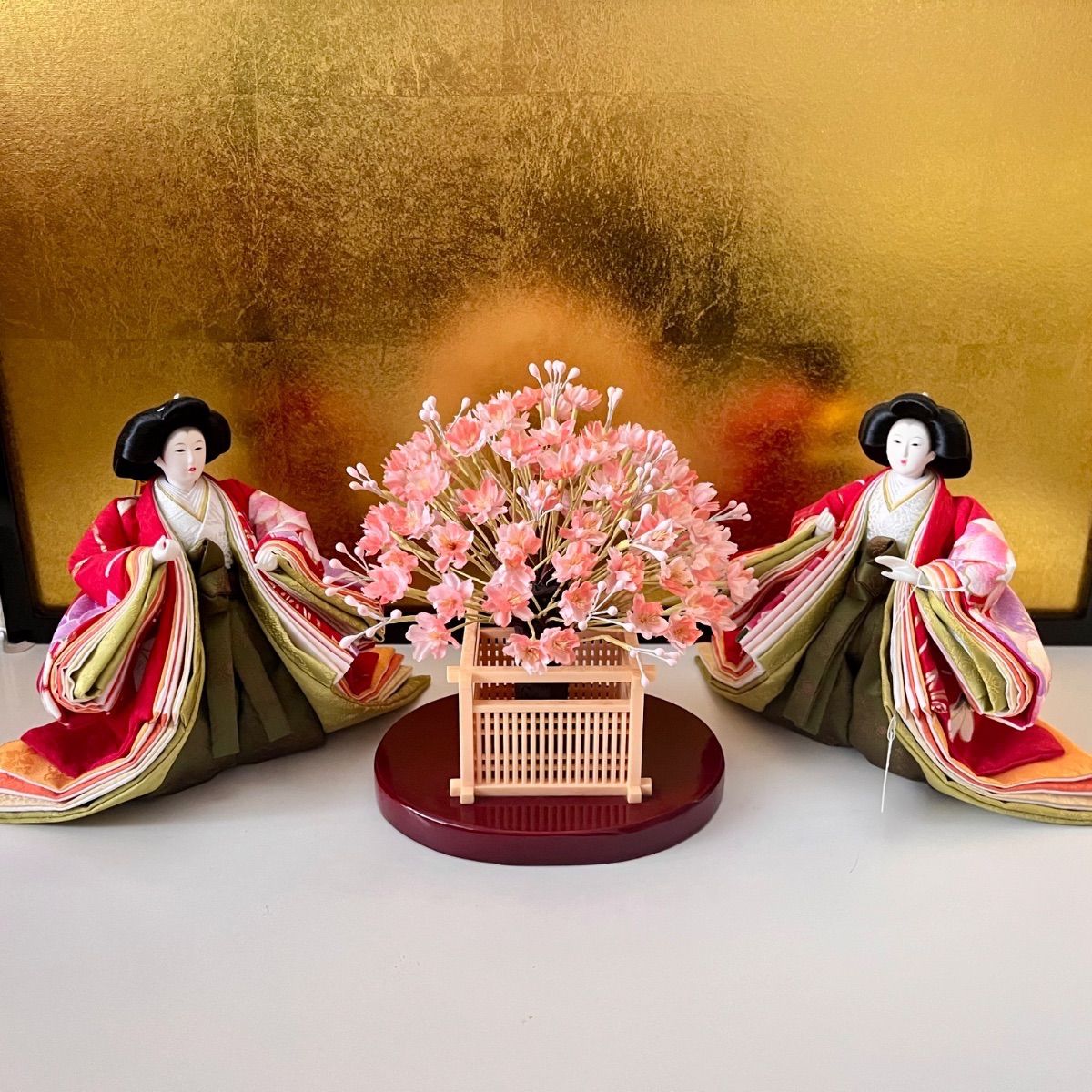 新品☆極上小さな三人官女☆ 頭師聖祥のお顔自慢☆芥子☆正絹☆雛人形