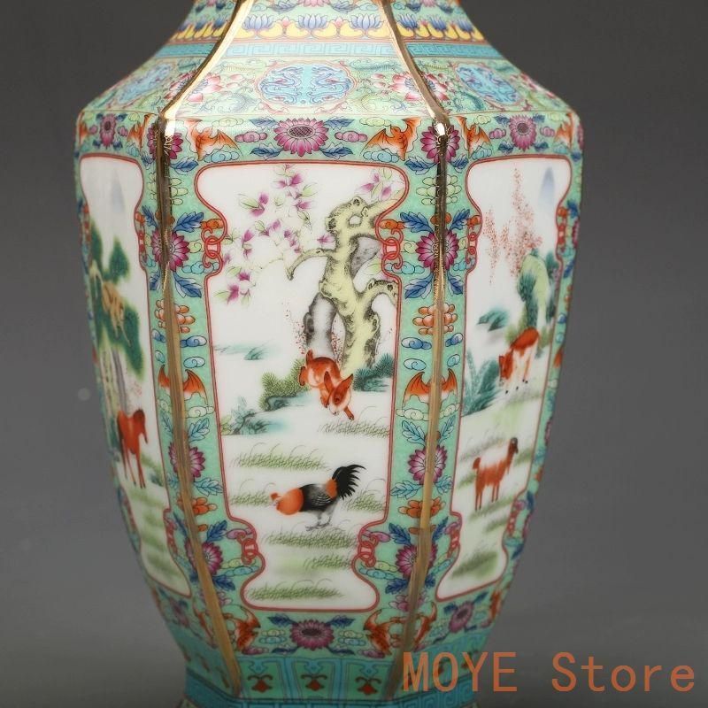 清代乾隆粉彩蒔金花鳥花瓶 景徳鎮 陶磁器 装飾品 現代工芸品 美術品