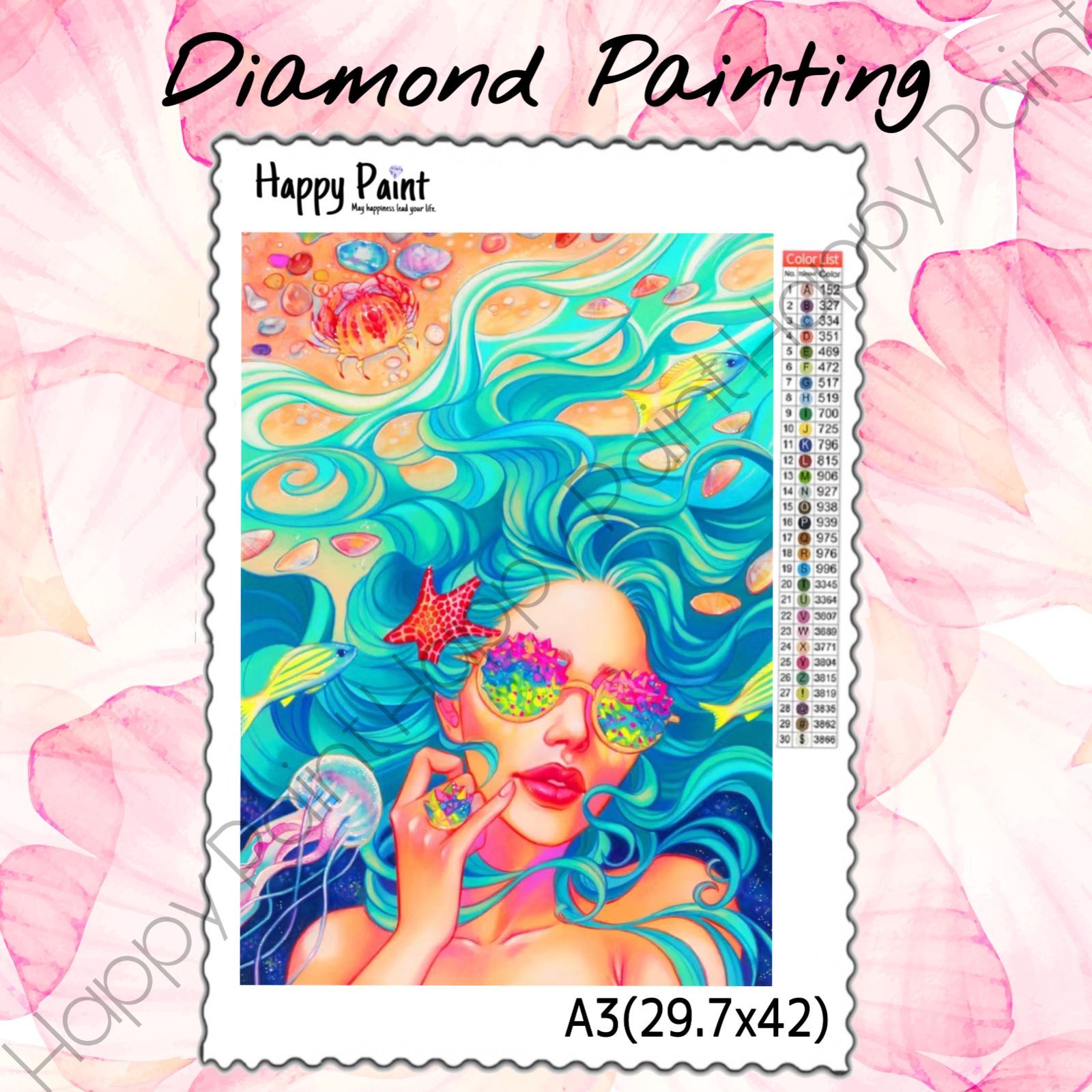 Happy Paint ダイヤモンドアート A3 ビーチ お洒落／640 Happy Paint
