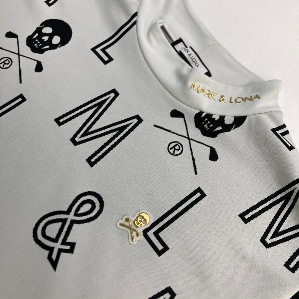 MARK&LONA マークアンドロナ モックネック半袖Tシャツ スカル ロゴ M