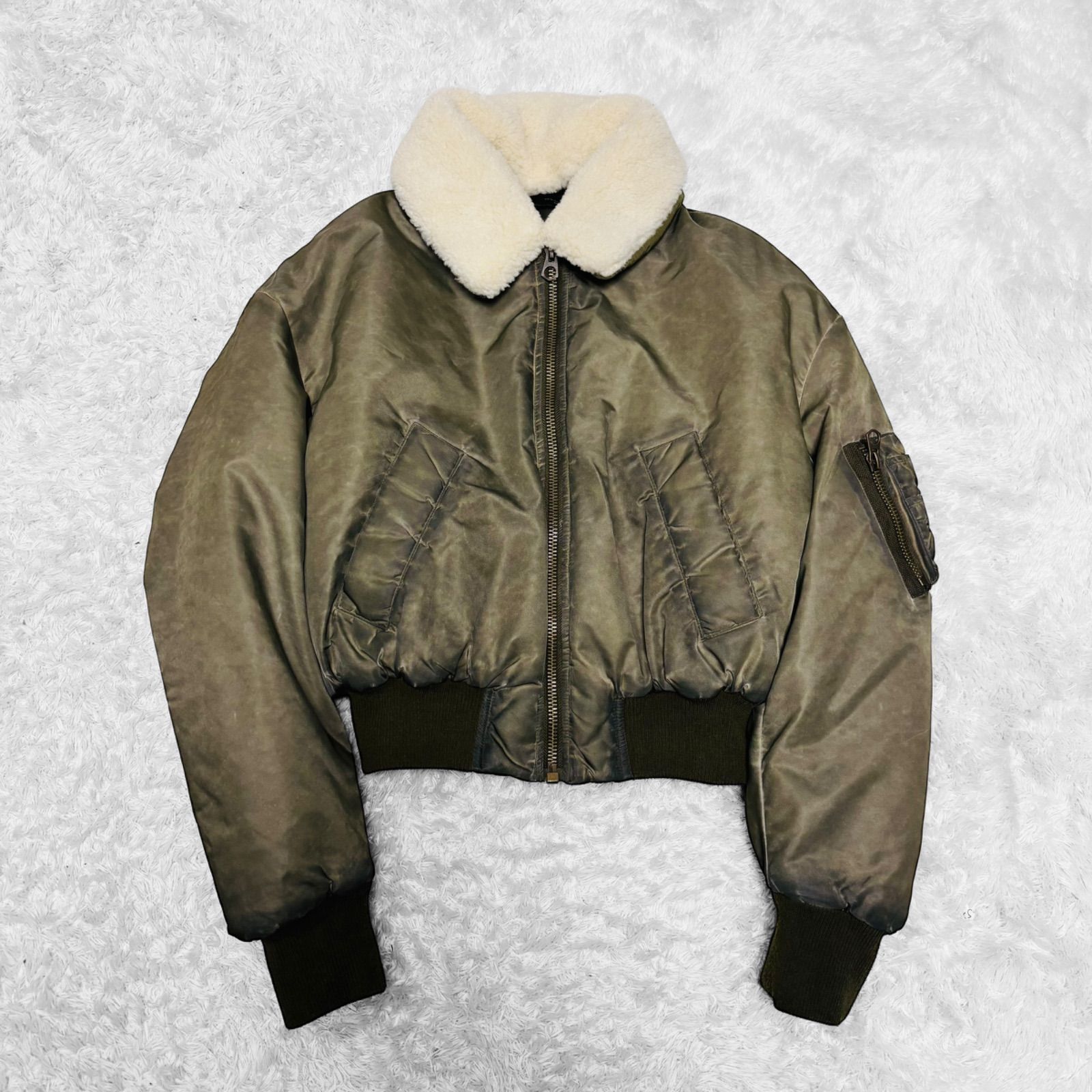 ZARA ザラ ダメージドエフェクトナイロンボンバージャケット 短丈