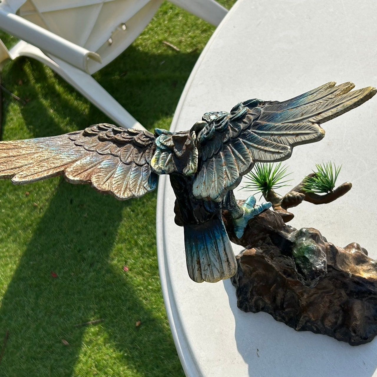 金属製 鷲 鷹 置物 オブジェ インテリア 開運 縁起物 動物 鳥 ワシ
