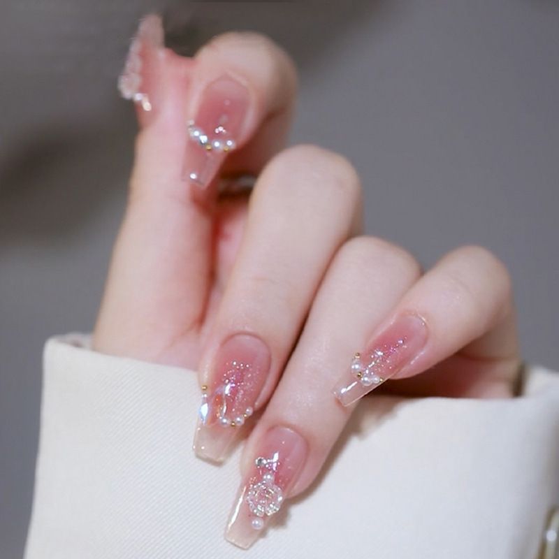 ネイルチップ ロングタイプ ジェルネイル風 マグネット フレンチネイル