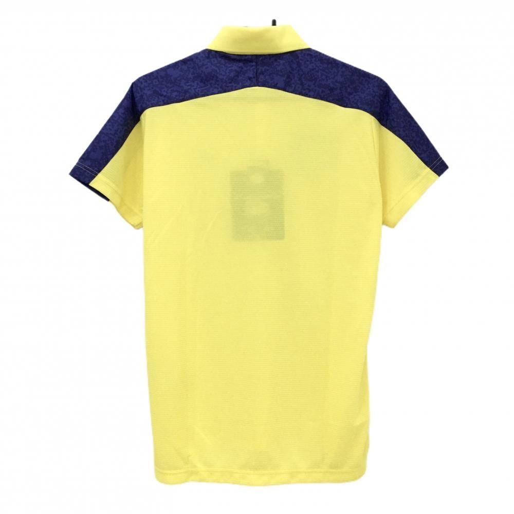 新品】ルコックゴルフ 半袖ポロシャツ イエロー×ネイビー 肩切替総柄