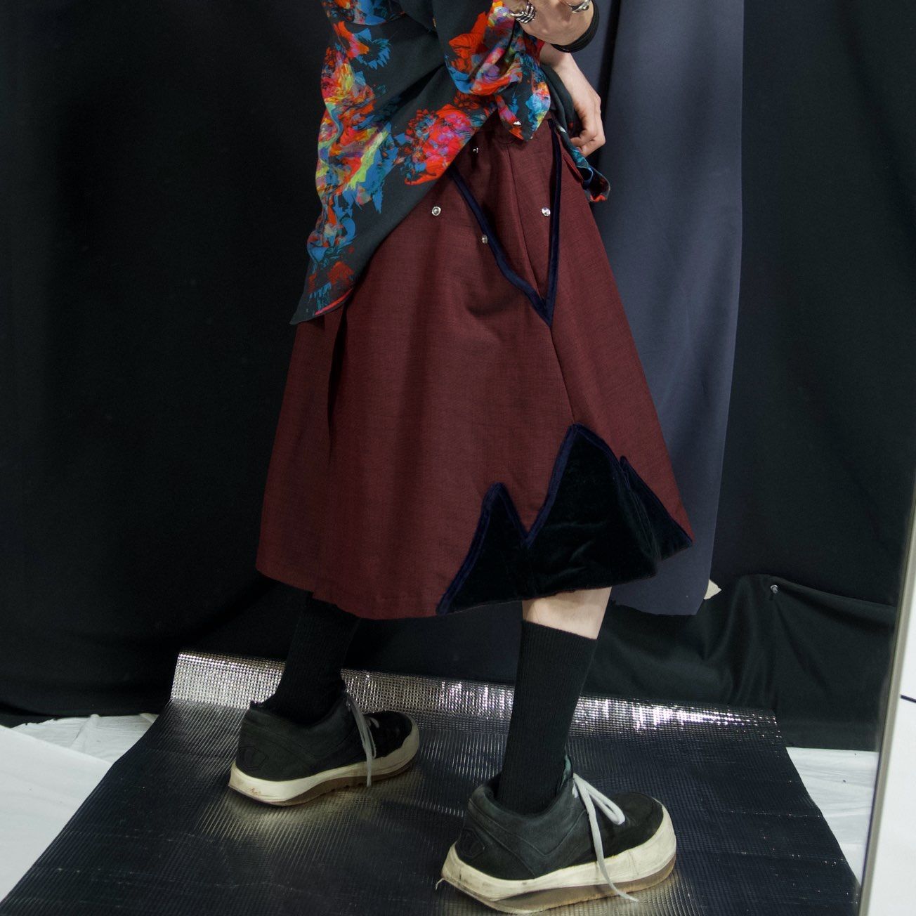 90s TAKUYA ANGEL Velour Switched Wide Pleats Iridesent Medium