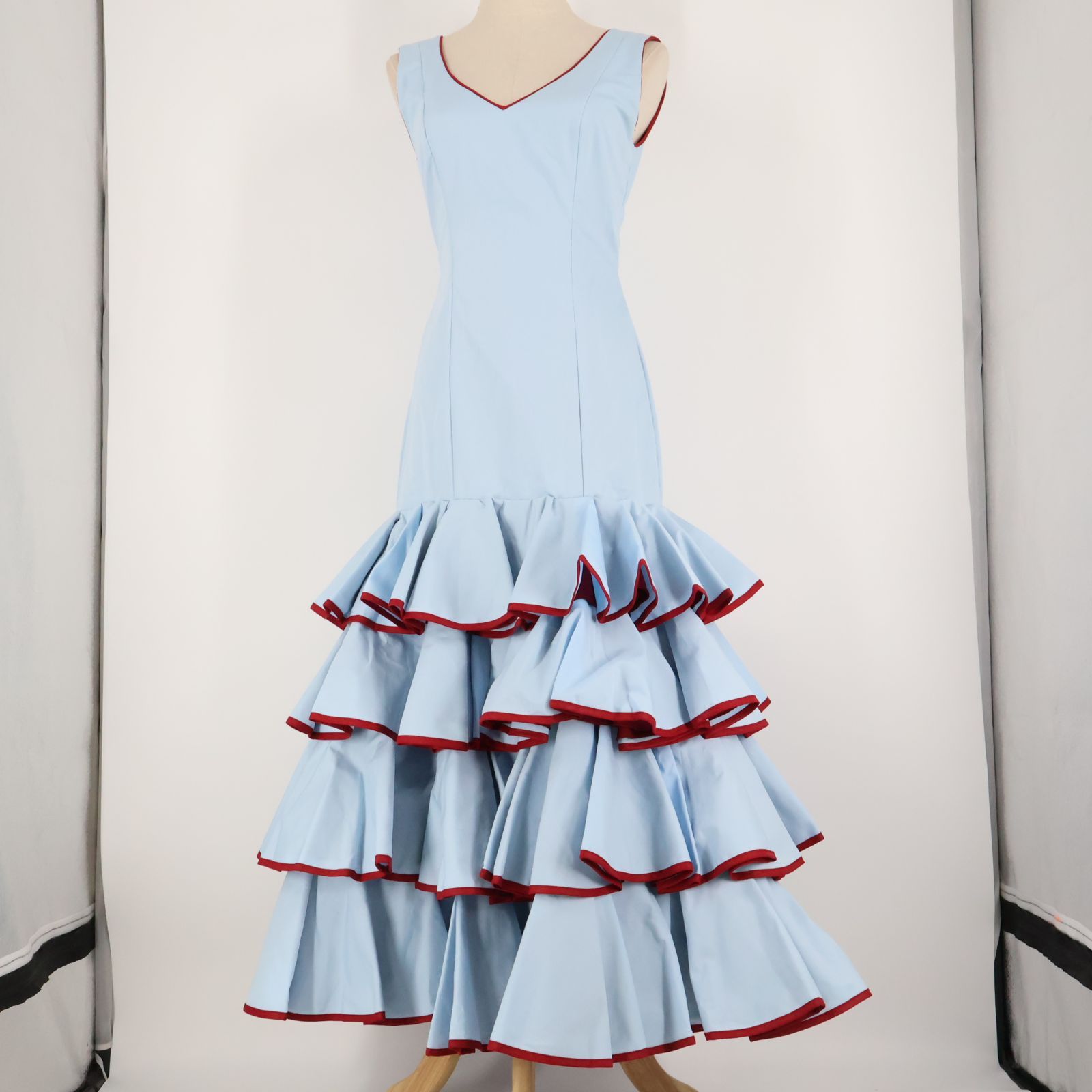 美品 フラメンコ衣装】ブルー trajes sevillanos ワンピース ドレス