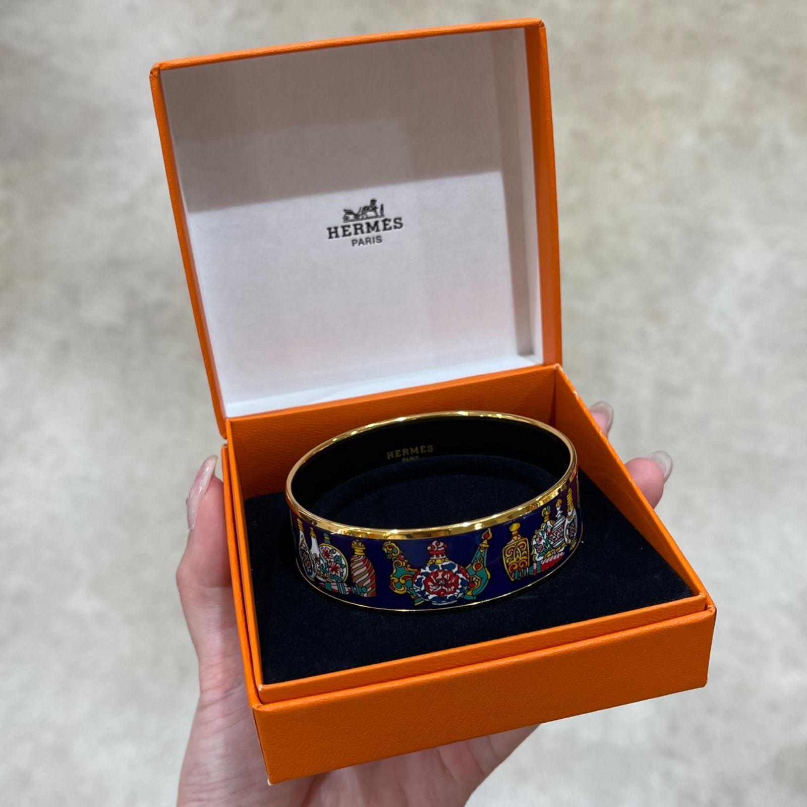 最終価格【極美品】HERMES エマイユバングル七宝焼グリーン月星