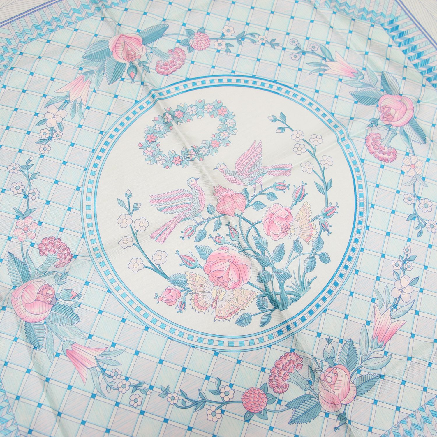 HERMES エルメス カレ90 シルク スカーフ / JEUX DE PAILLE 藁遊び 花