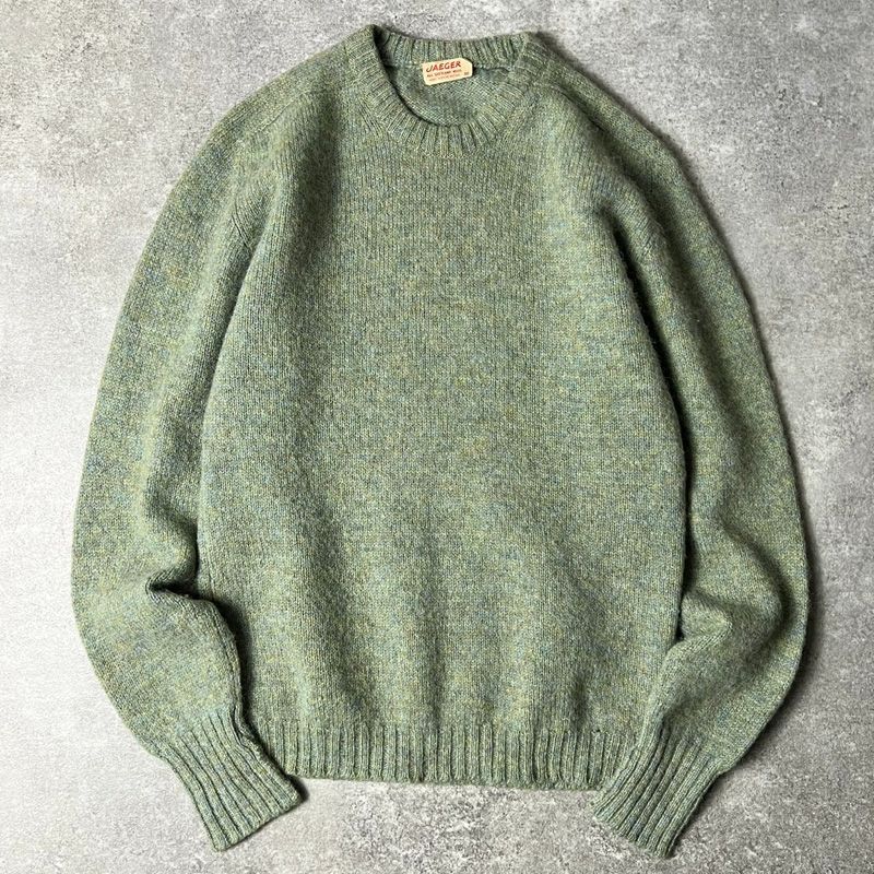 60s イギリス製 JAEGER シェットランド ウール ニット セーター 36