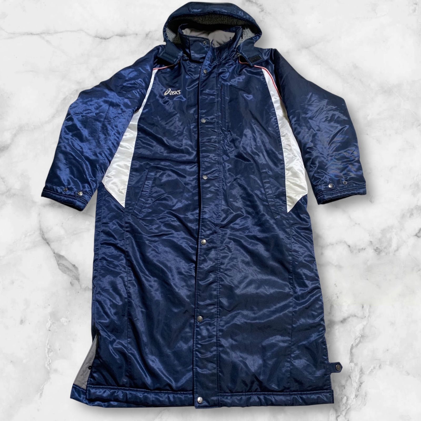美品・傷なし】ASICS アシックス ベンチコート Oサイズ ネイビー