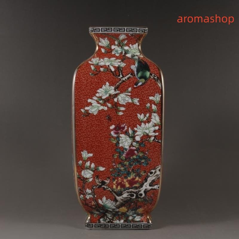 パステル蒔絵花鳥多稜天球瓶 景徳鎮 陶磁器 装飾品 工芸品 美術品 置物