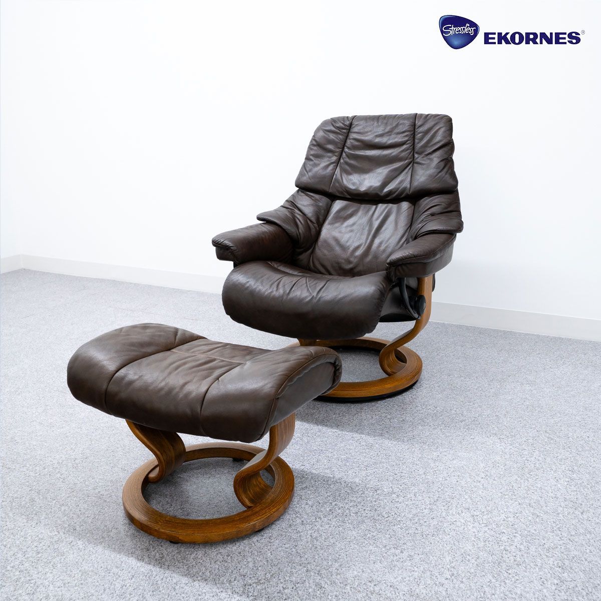 まことくん EKORNESストレスレスリクライニングチェア本革 オットマン