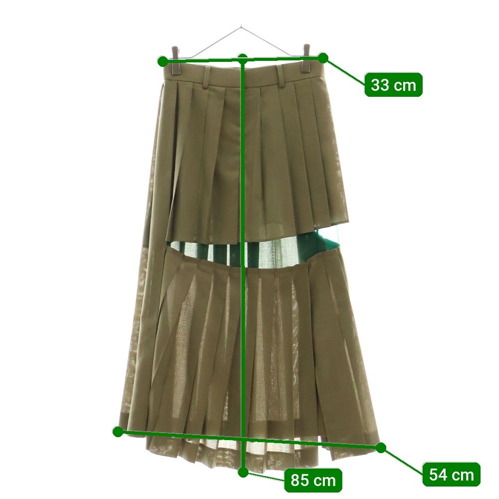 Sacai (サカイ) 22AW SUITING×CHIFFON LAYERED PLEATS SKIRT 異素材