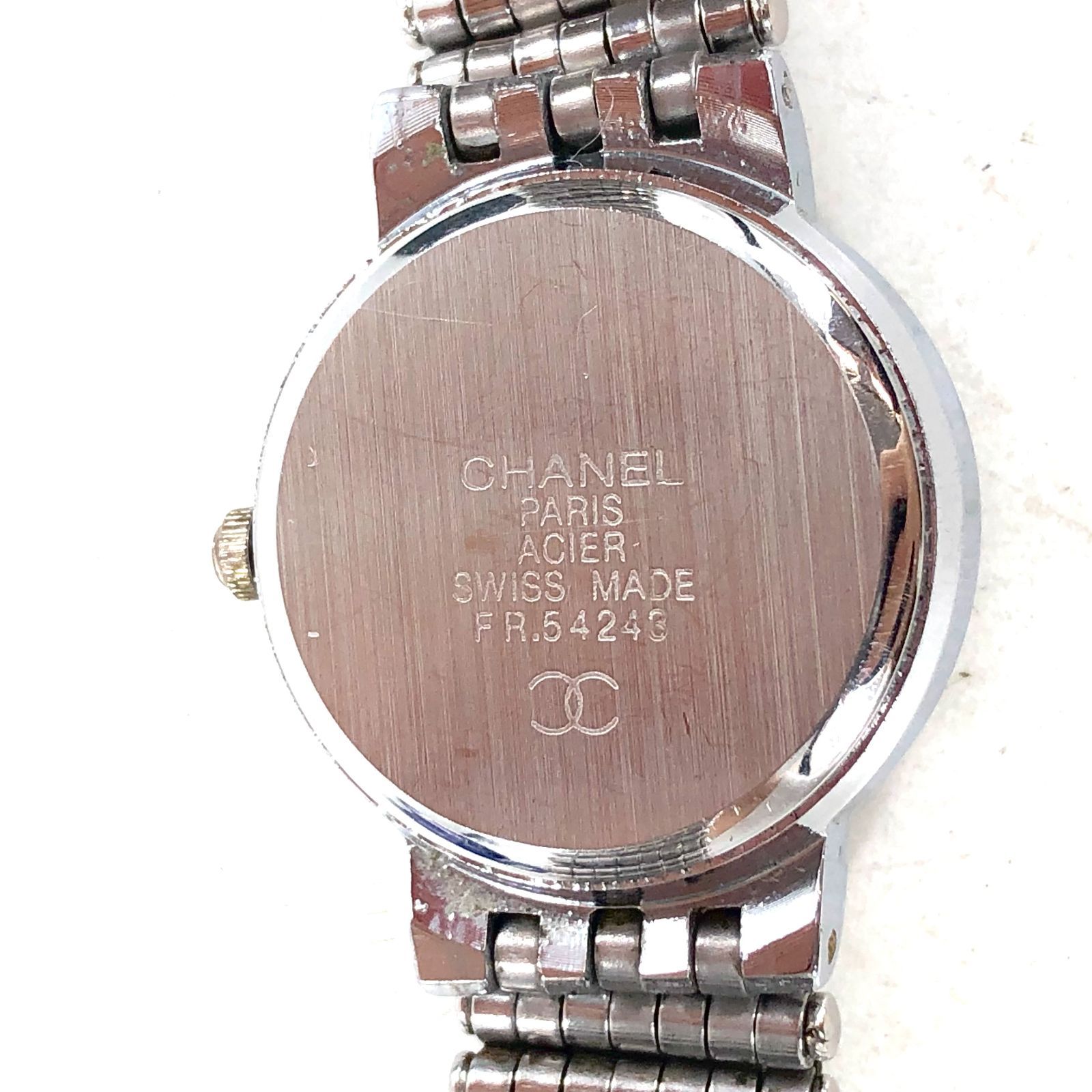 CHANEL シャネル FR.54243 ヴィンテージ SS/QZ レディース腕時計 白