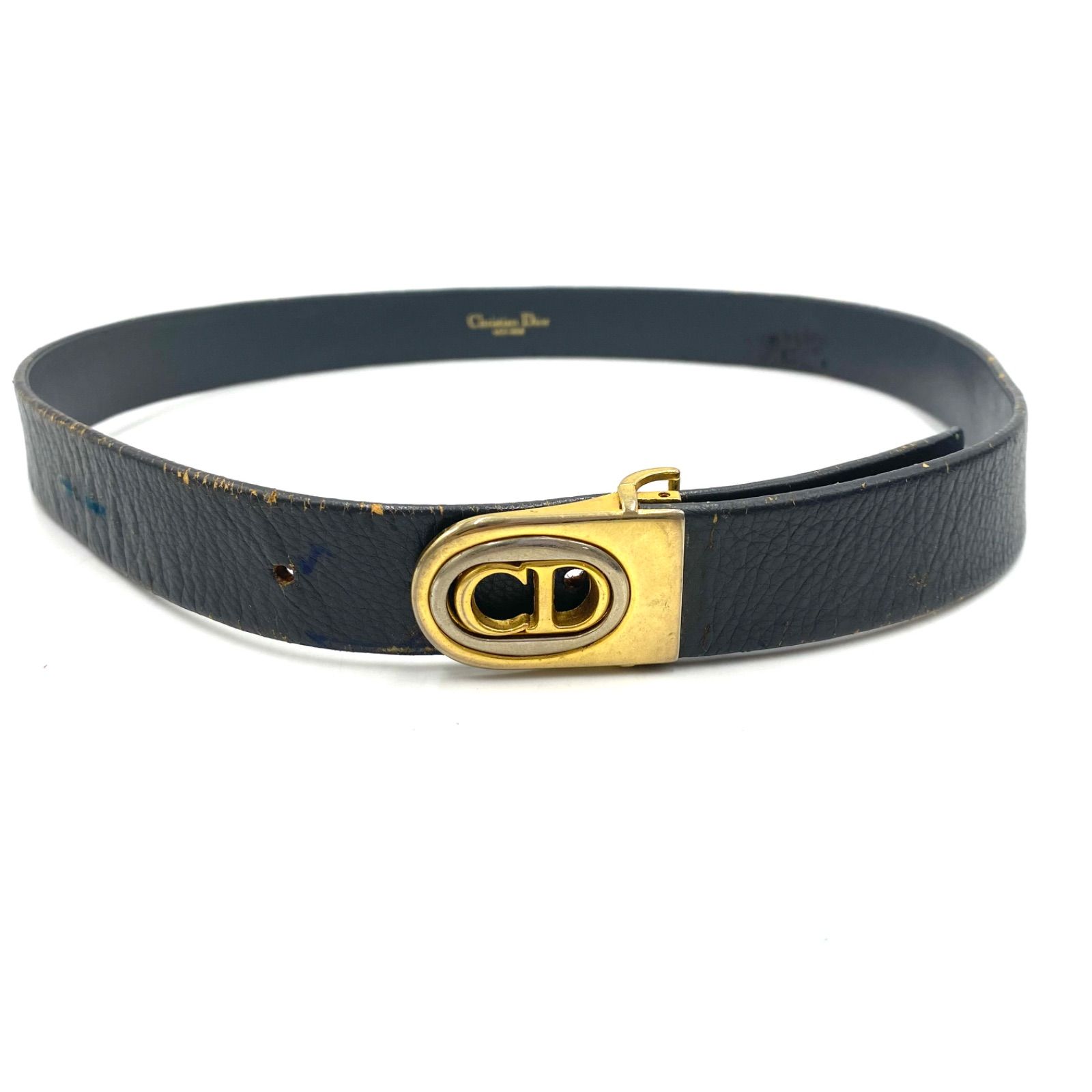 テラ様Christian dior ゴールドバックル Dior 黒レザーベルト ゴールド