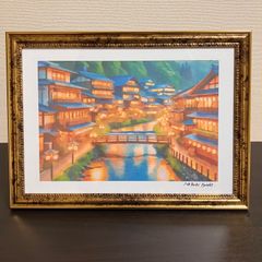 ジブリアート⑧耳をすませばより「桜ヶ丘の階段より」額装品 額縁寸法