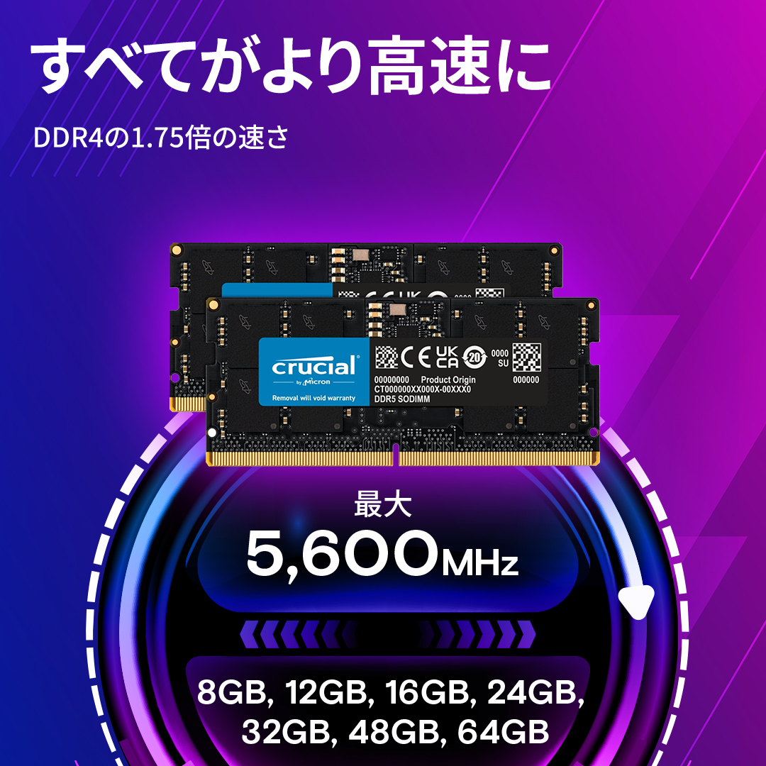 Crucial 64GB Kit (32GBx2) DDR5-5200 SODIMM | CT2K32G52C42S5