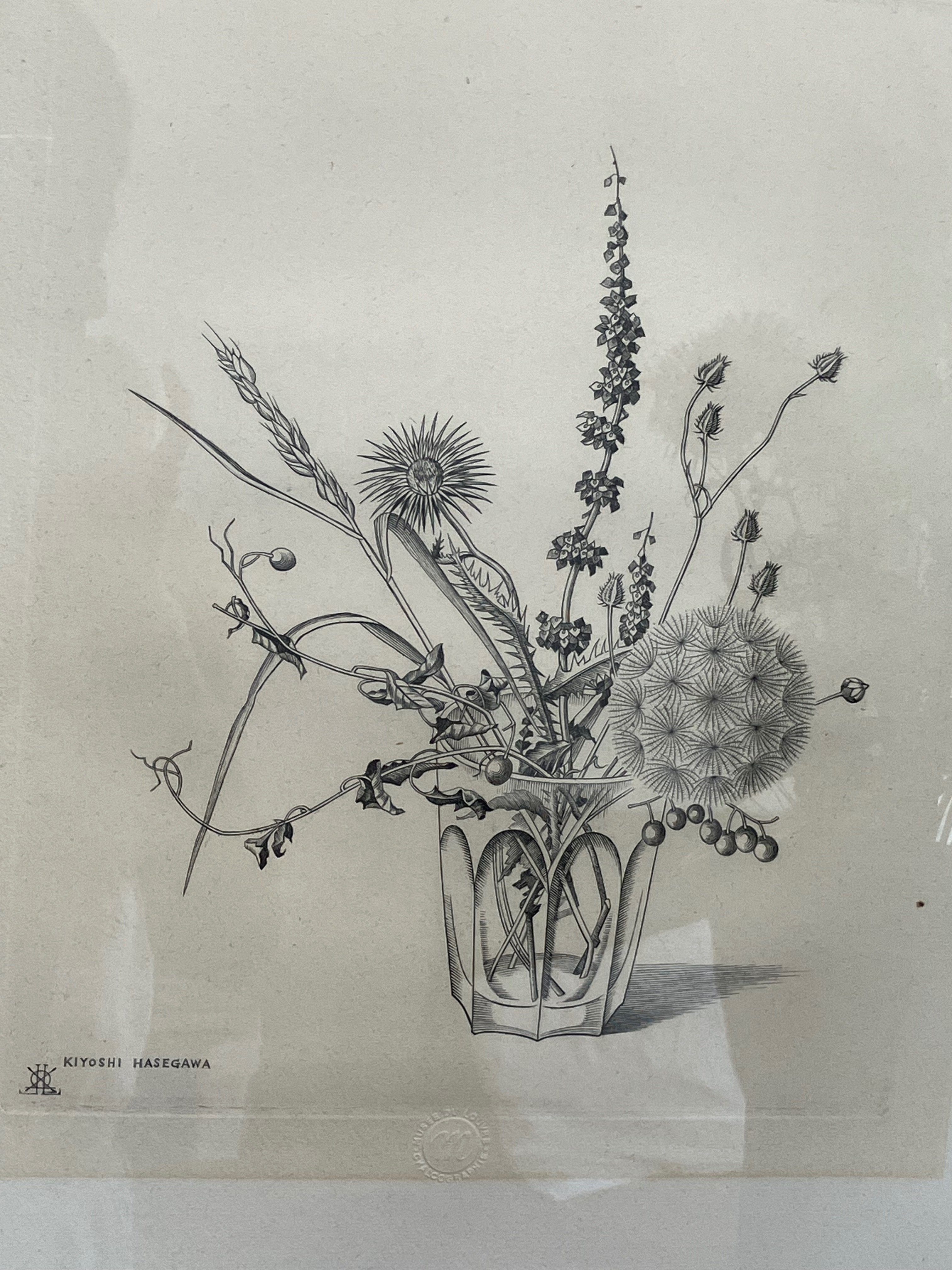 長谷川潔「瓶に挿した野花」｜ずく