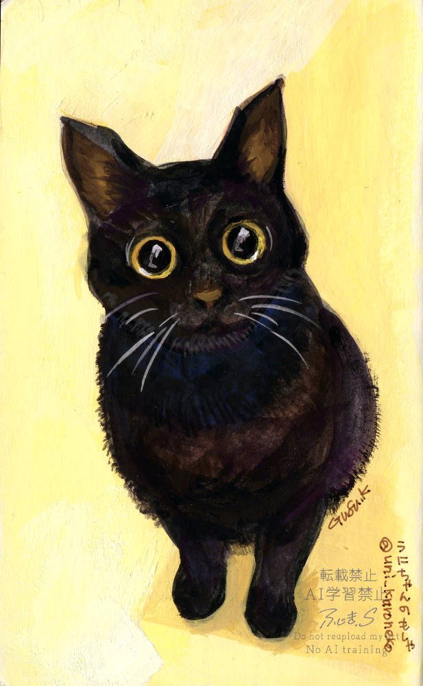 黒猫ちゃん（アクリルガッシュ）｜神田川グフ