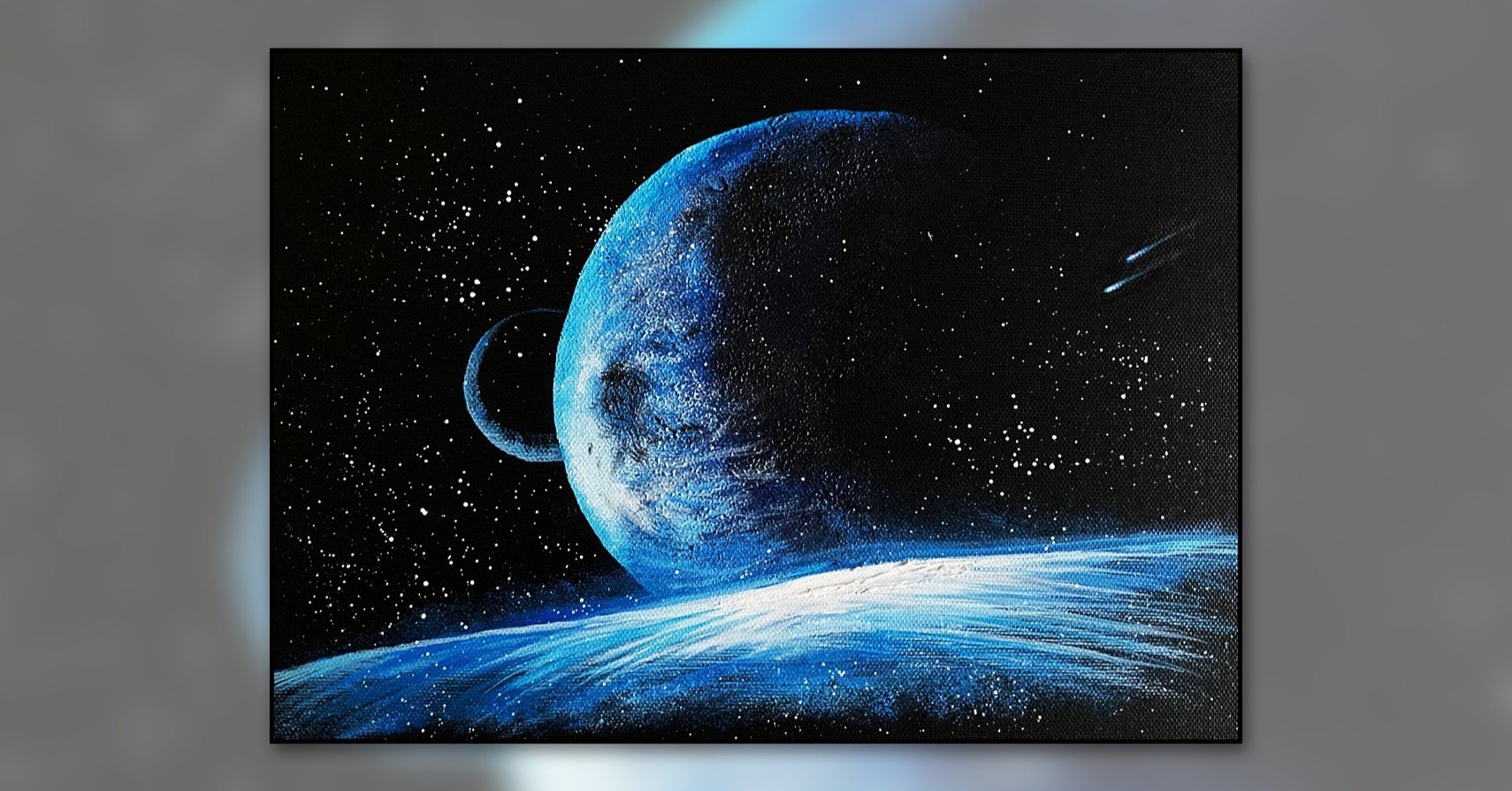 アクリル絵の具を使用した「宇宙から見た地球」の描き方 / 初心者が