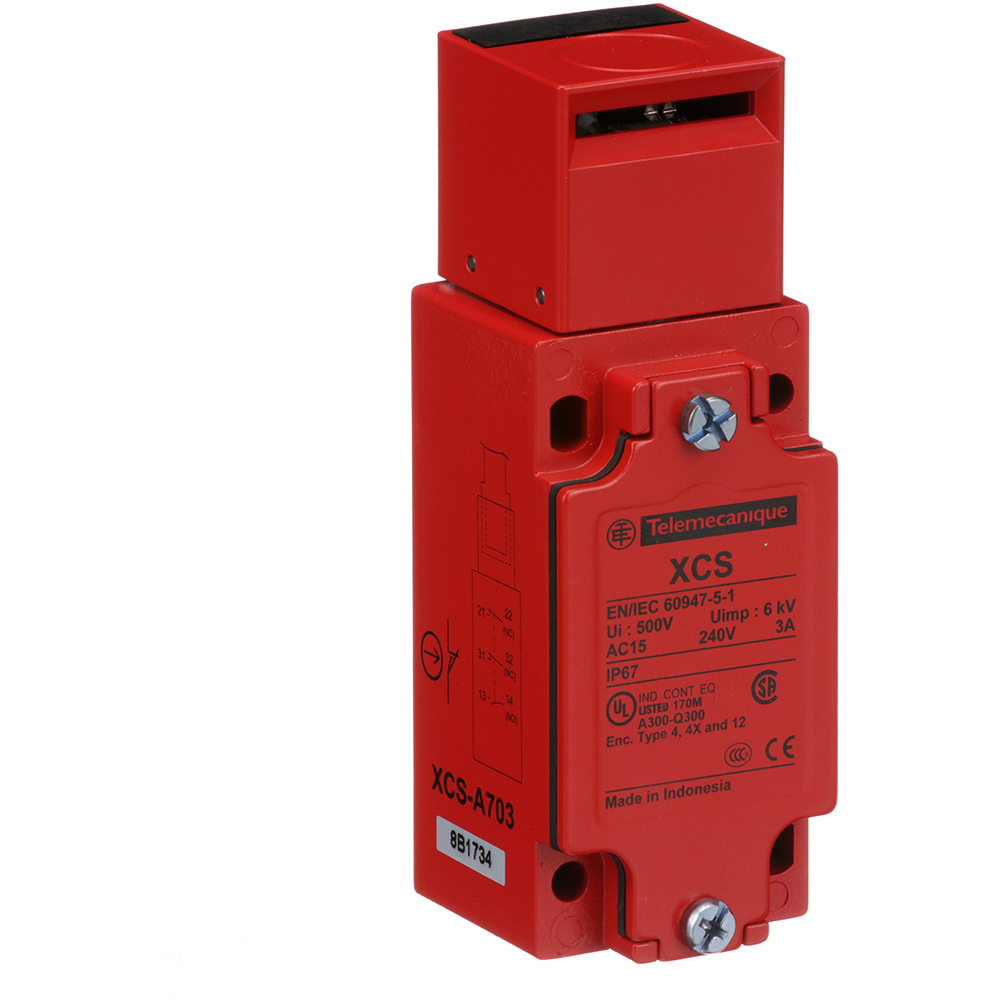 Telemecanique Sensors XCSA703 Non-Locking Interlock Switch, Key