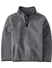 Boys Long Sleeve Microfleece Half Zip Pullover - GRAY | The