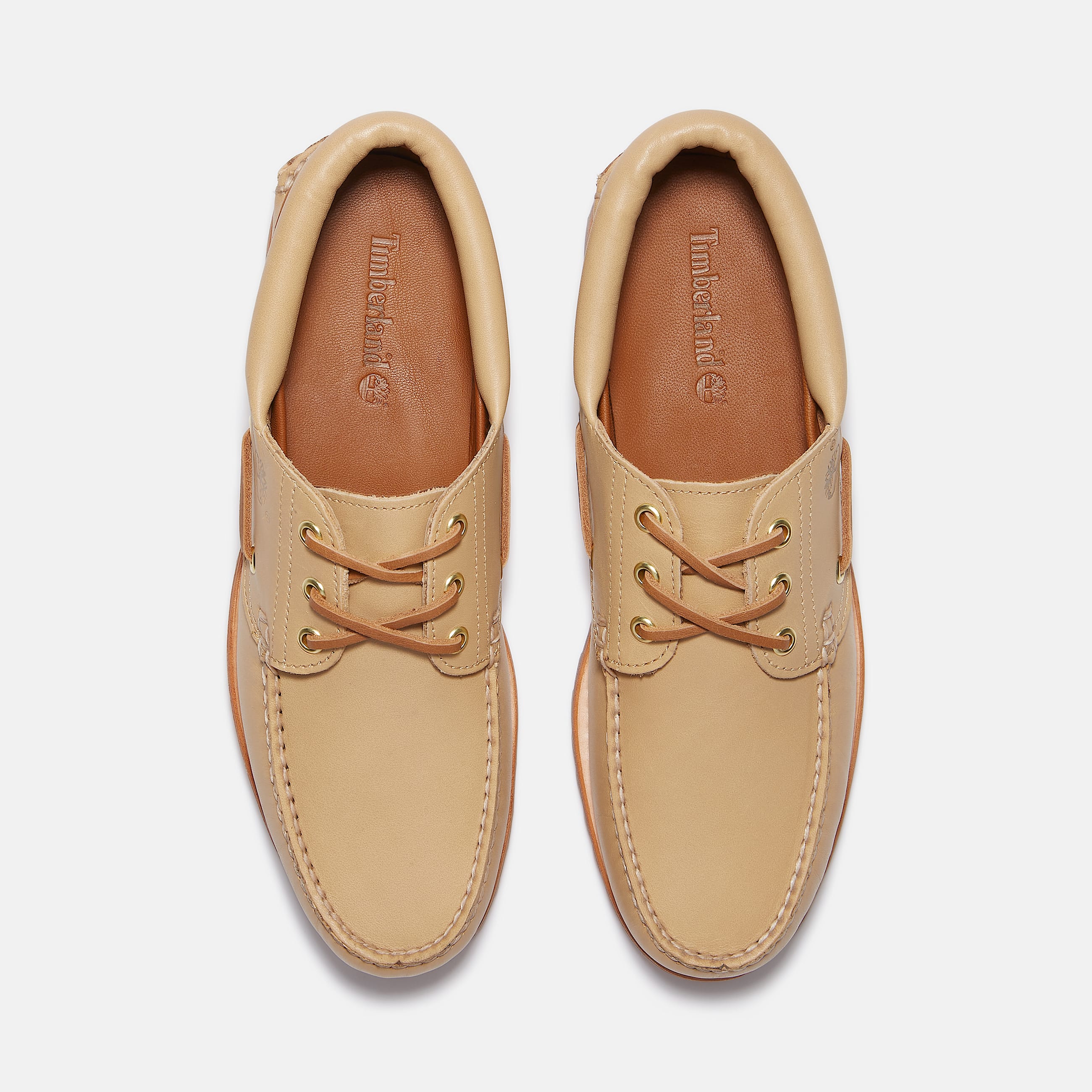 Founder's 3-Eye Lug Handsewn Boat Shoe for Men in Beige