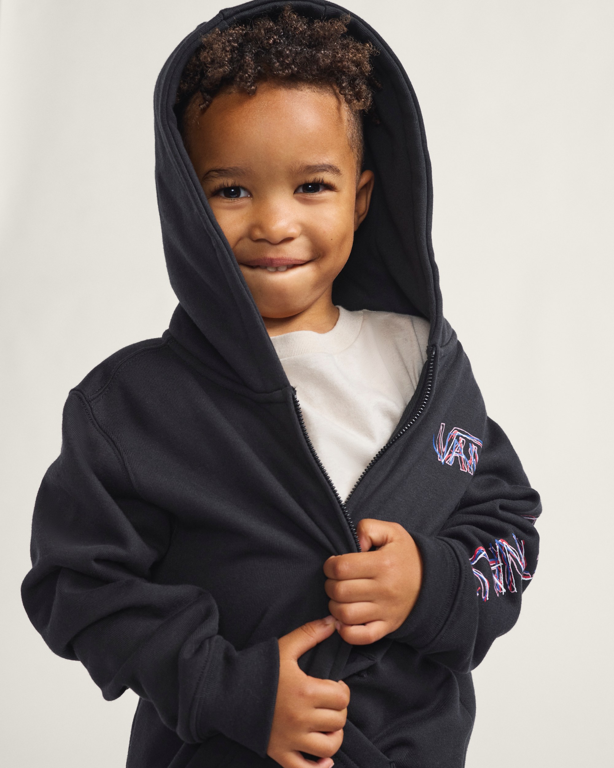Little Kids Scribbled Past Zip Hoodie in Black | Vans