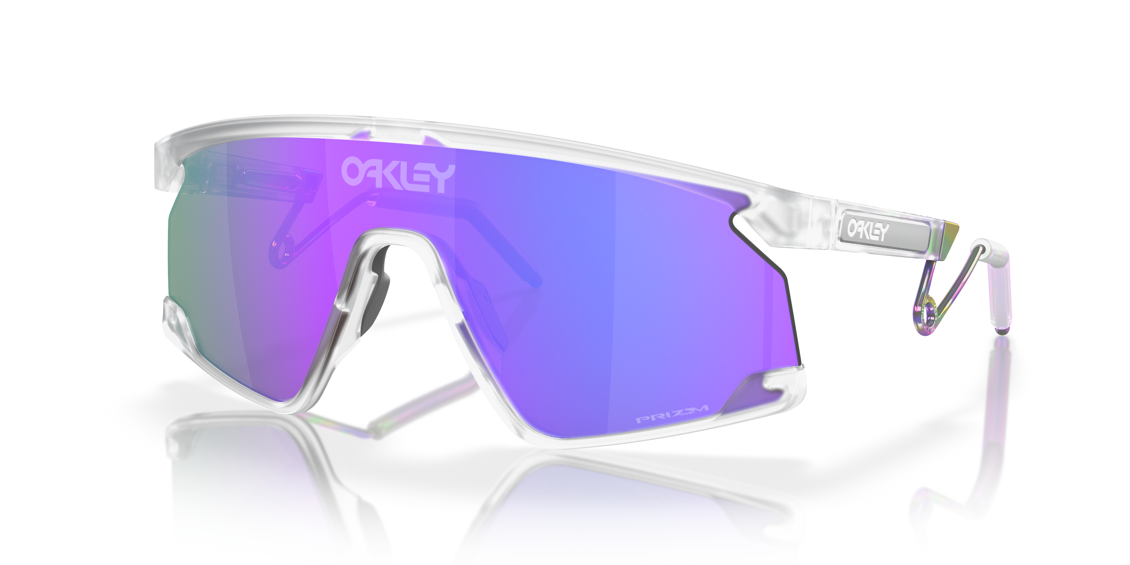BXTR Metal Prizm Violet Lenses, Matte Clear Frame Sunglasses