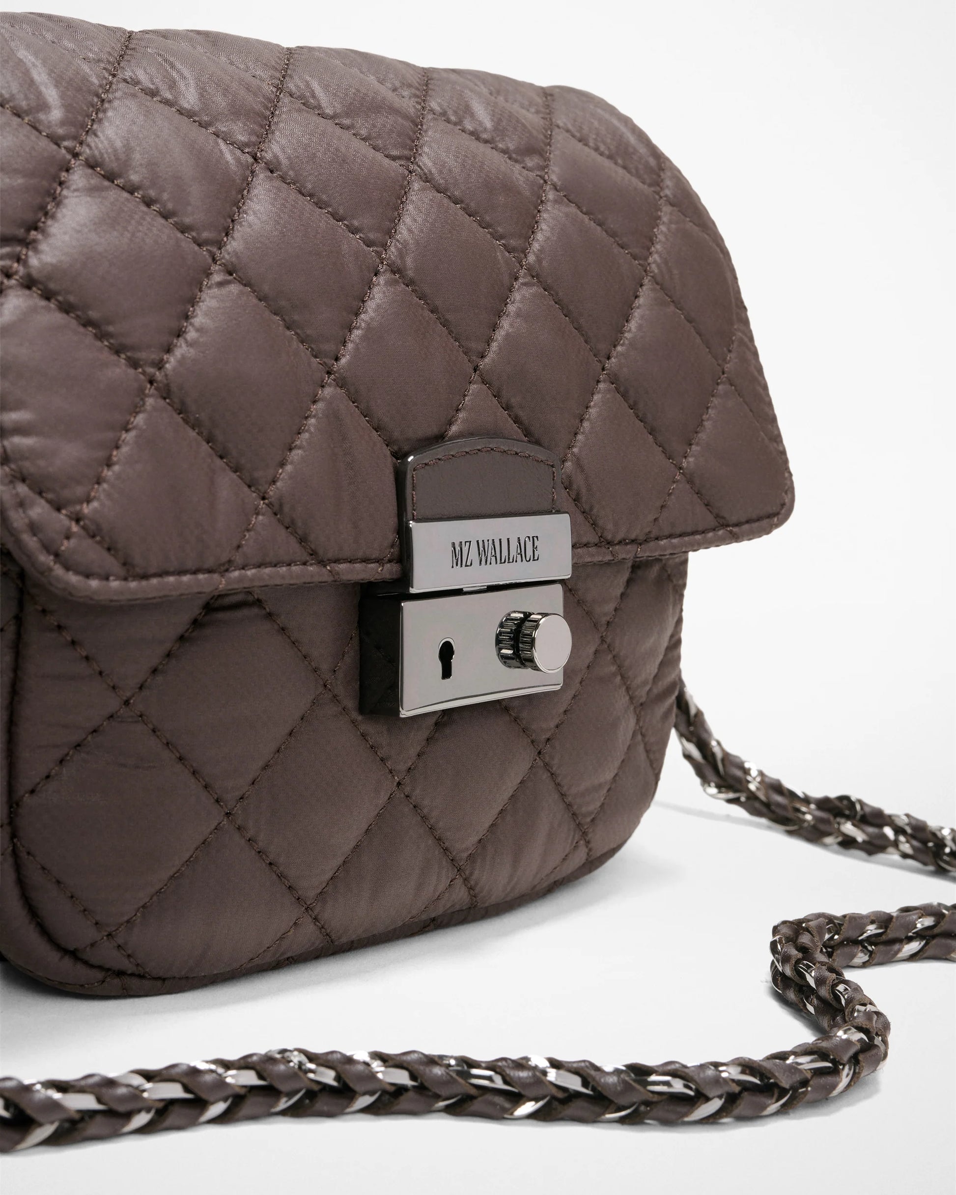 MZ WALLACE SMALL CROSBY LOCK CROSSBODY BAG IN ESPRESSO – A Step