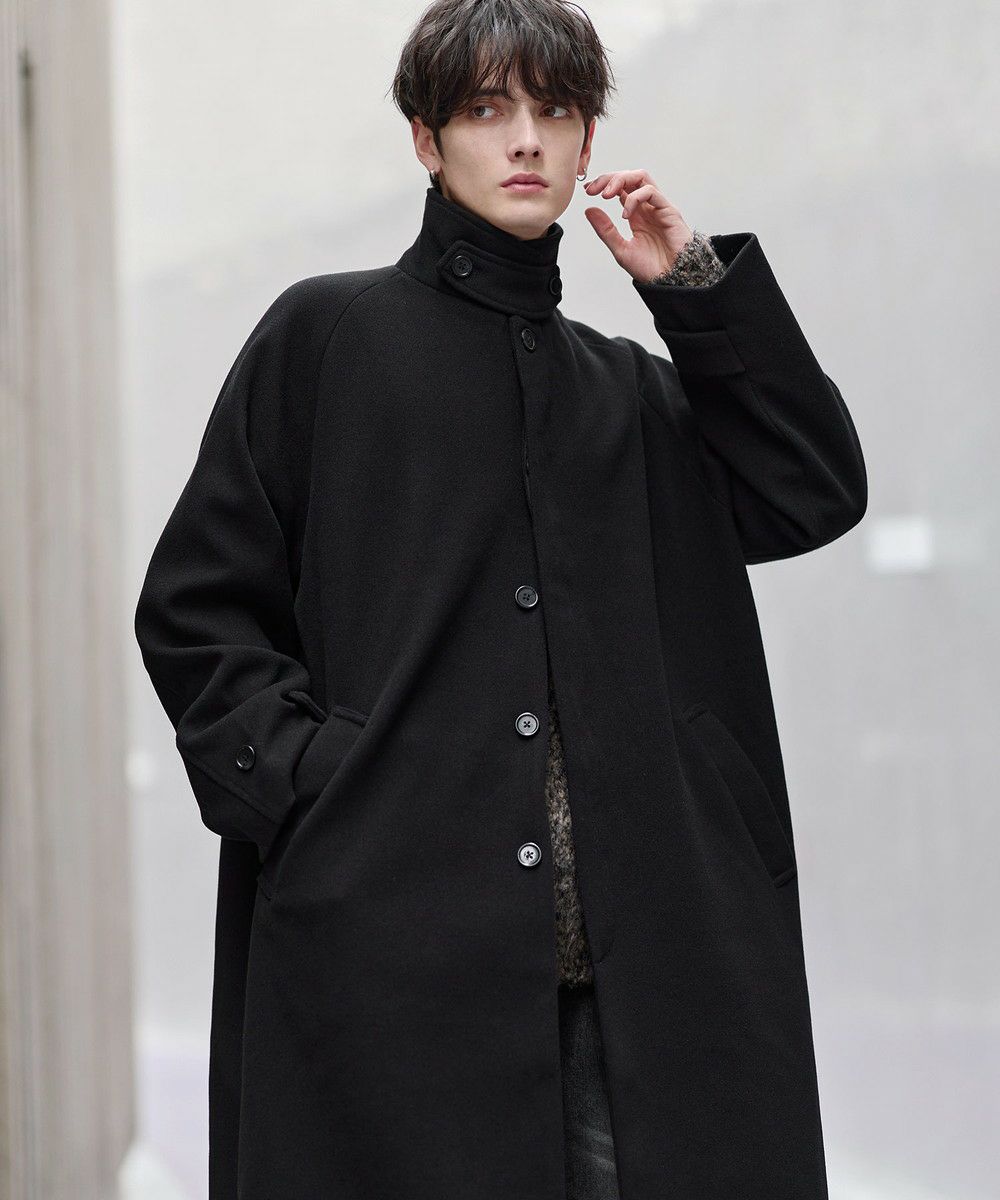 ビッグシルエットウールタッチ比翼ステンカラーコート | ASTRONOMY