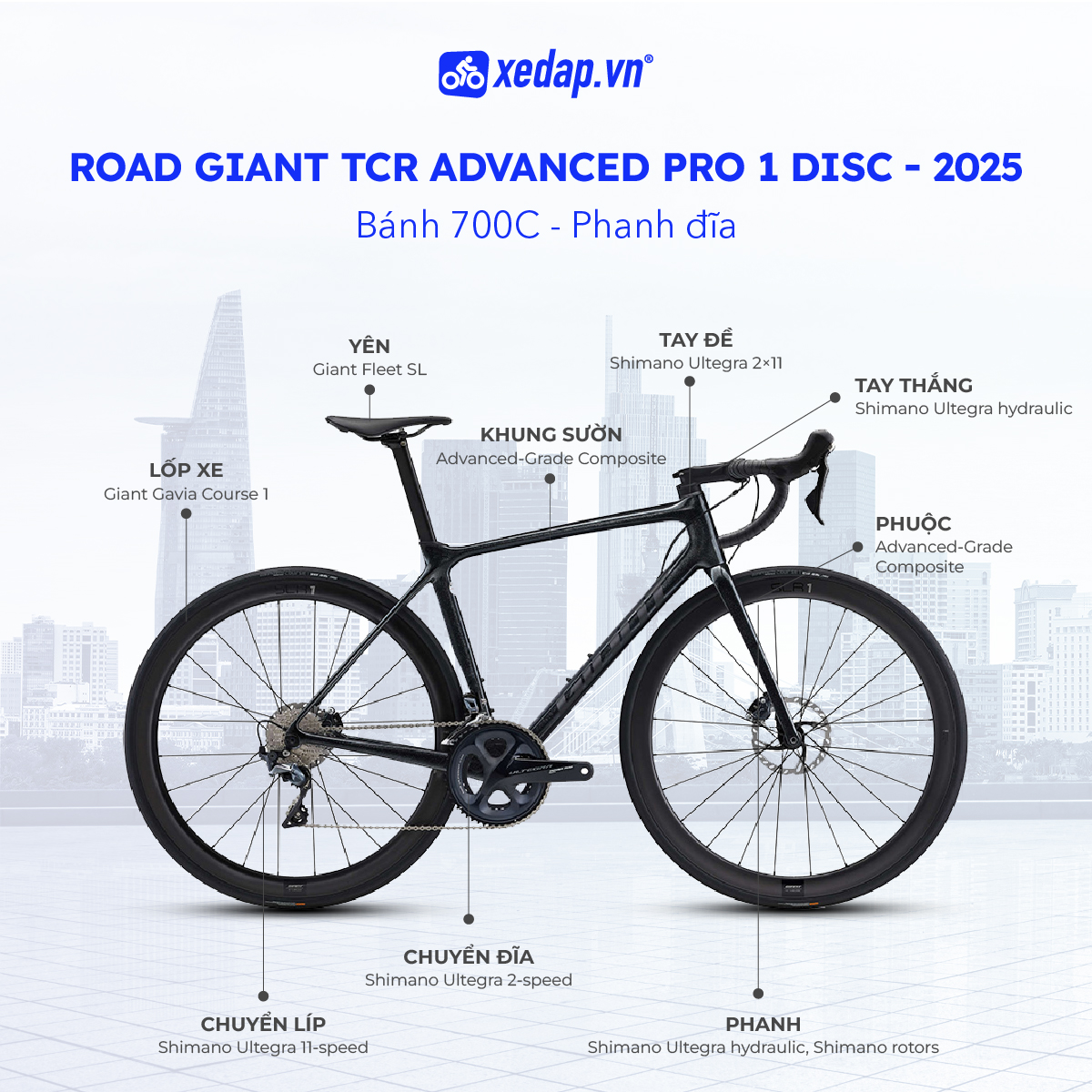 Xe Đạp Đua Đường Trường Road GIANT TCR Advanced Pro 1 Disc - Phanh
