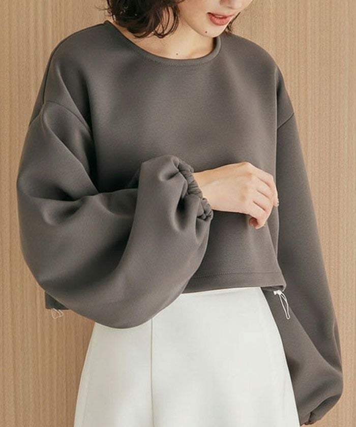 ダンボールニット裾ドロストトップス 春 秋 冬 M L レディース