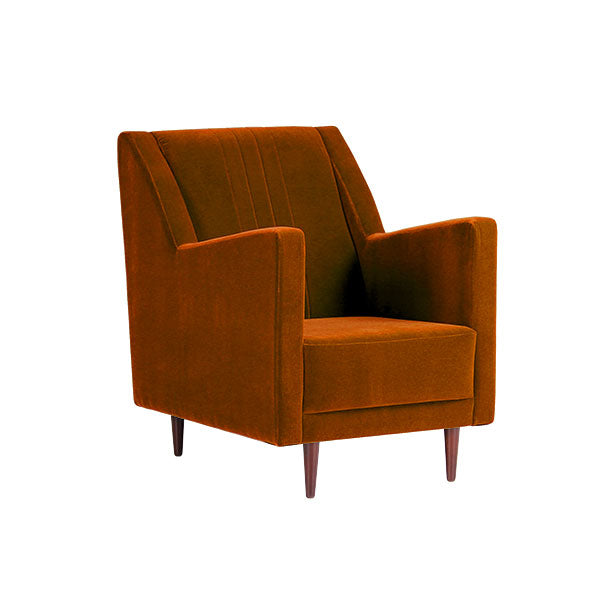 レトロ モケット 1人掛けソファー 木肘レトロソファ【MORNEY】モーニー