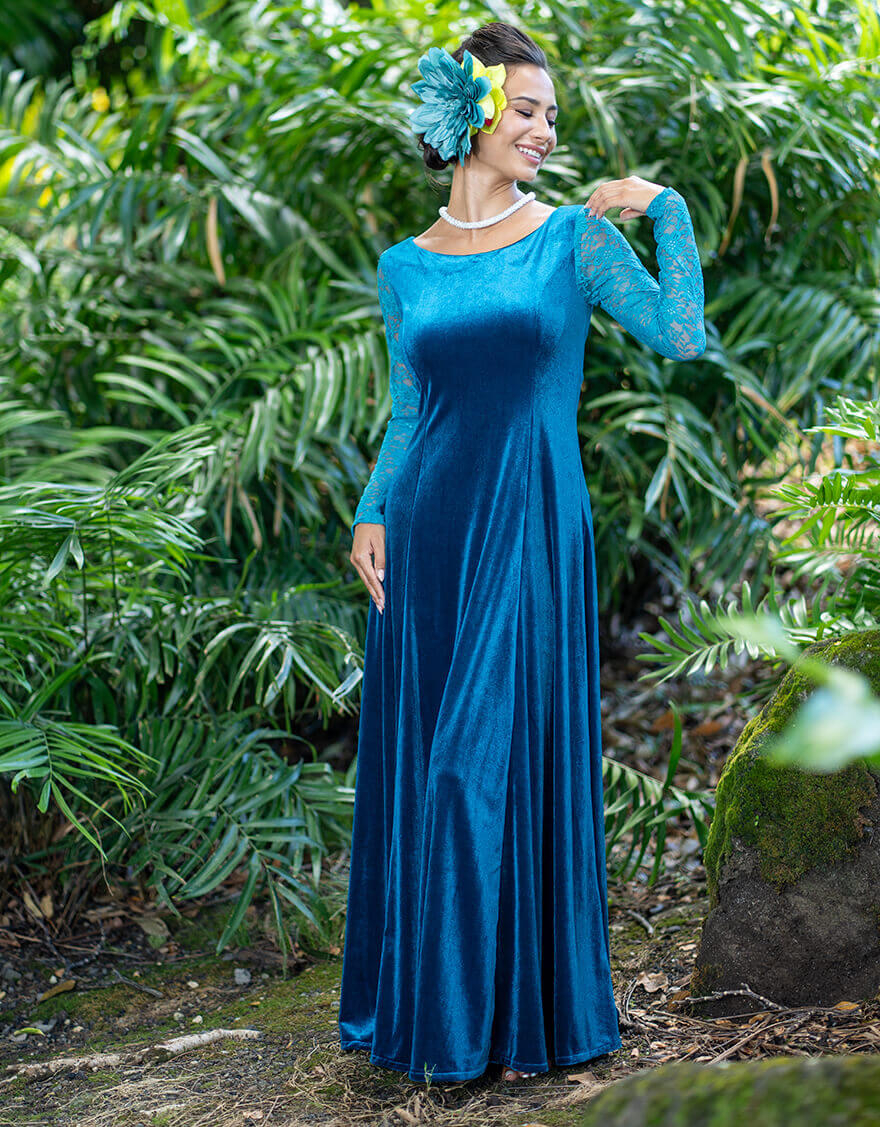 レースロングスリーブベロアドレス（オーシャン） – 【公式