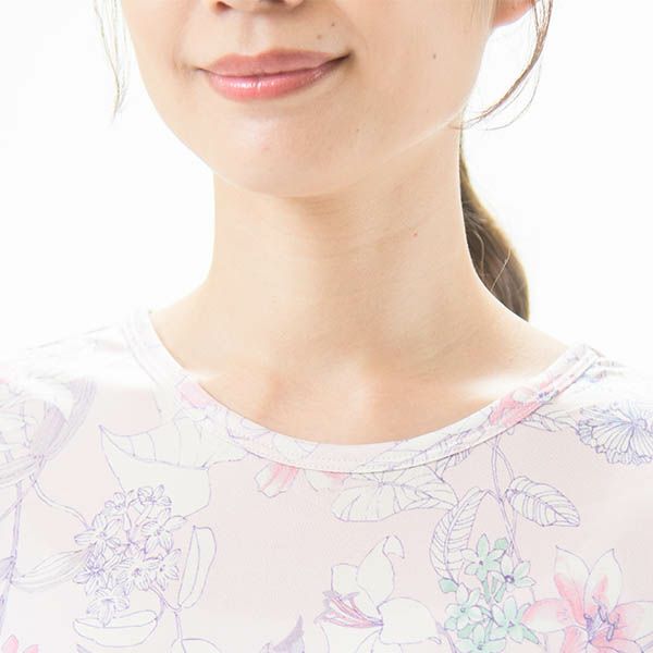 mila schon】シルク ニット 花柄 × 無地 レディース パジャマ [ポーチ