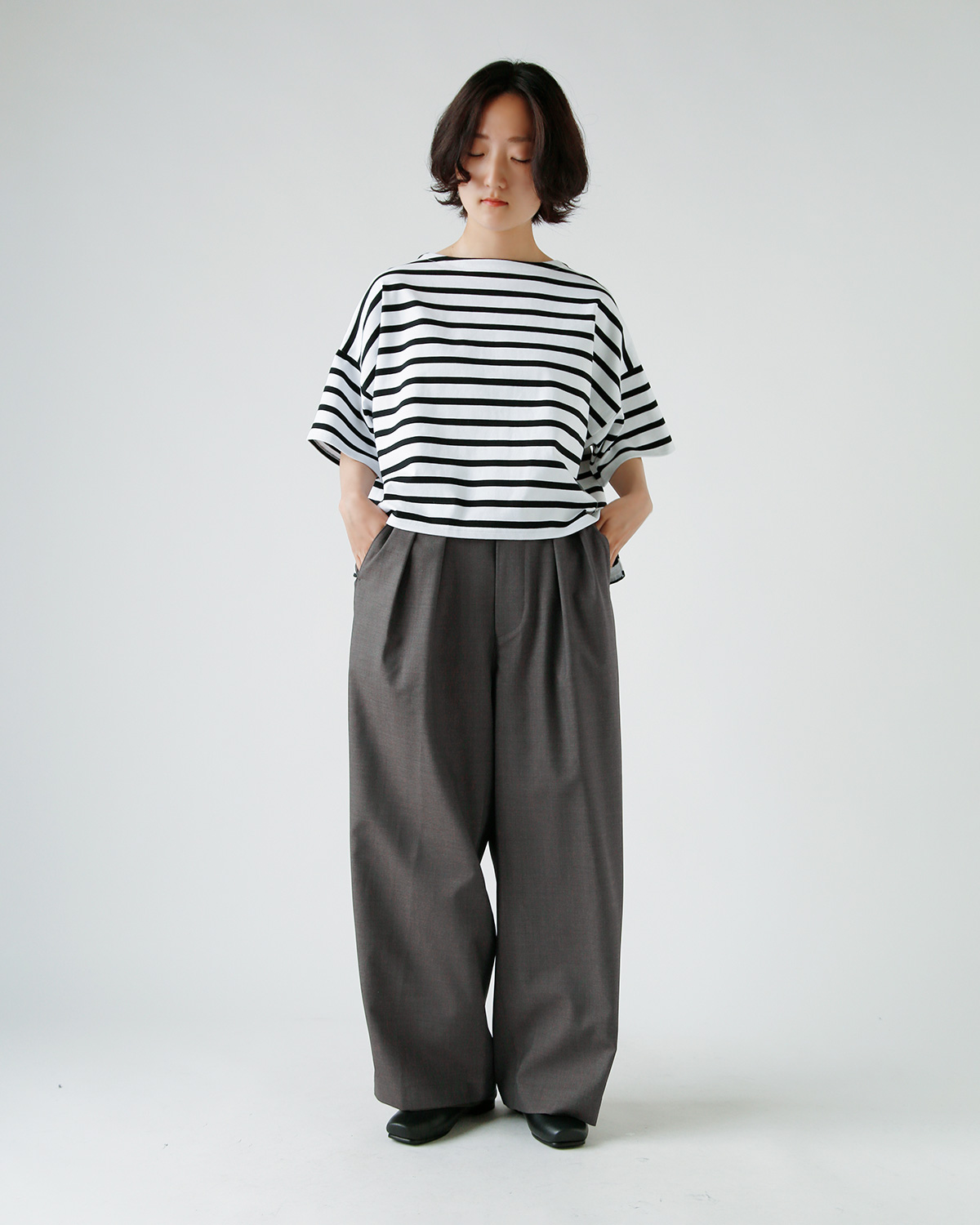 TOUJOURS トゥジュー SUPER120s トロピカル ウール 2タック パンツ “2