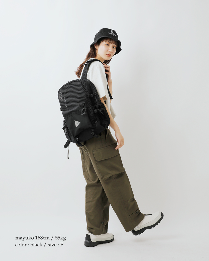 and wander アンドワンダー 防水 3D メッシュ バックパック “3D mesh