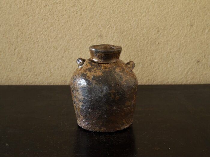 青海】越前お歯黒壷 六古窯の一つ 室町時代から、江戸時代 青海】越前