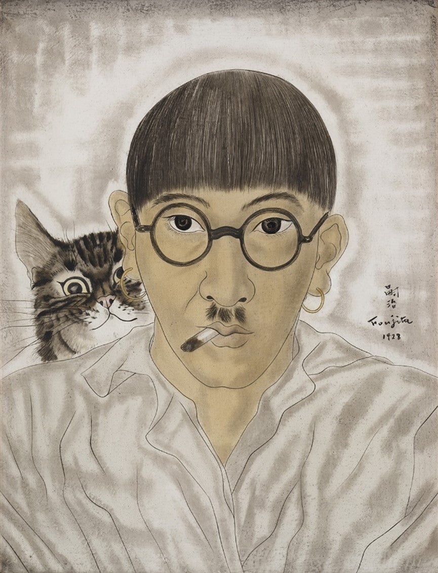サ*バ様 藤田嗣治 子猫 1952年 肉筆鉛筆画 ・紙本著色・レオナール