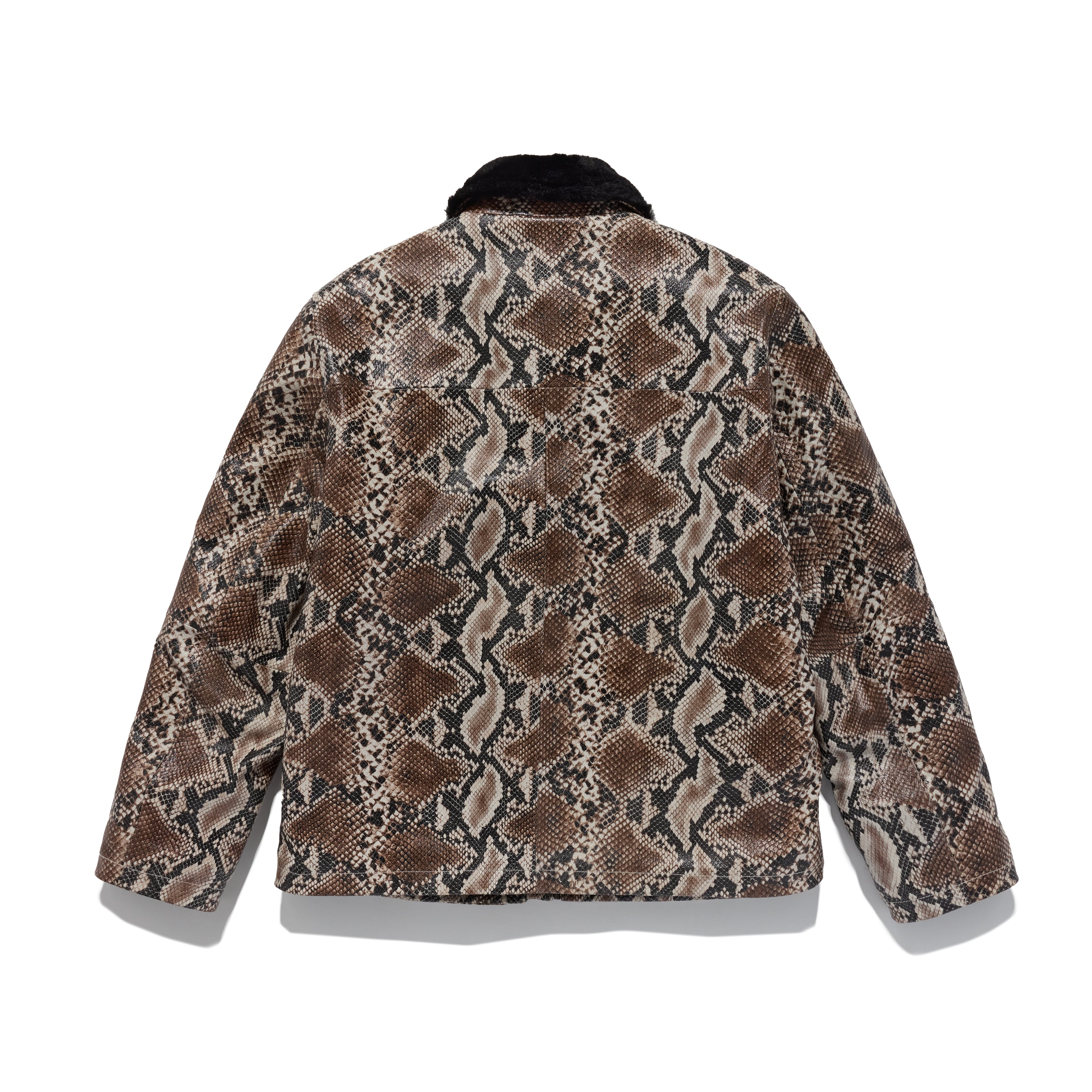 Python Embossed Leather Faux Fur Overcoat – Awake NY