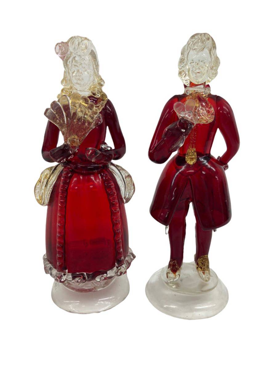 MURANOムラーノベネチアドールペアベネチアンガラス置物人形
