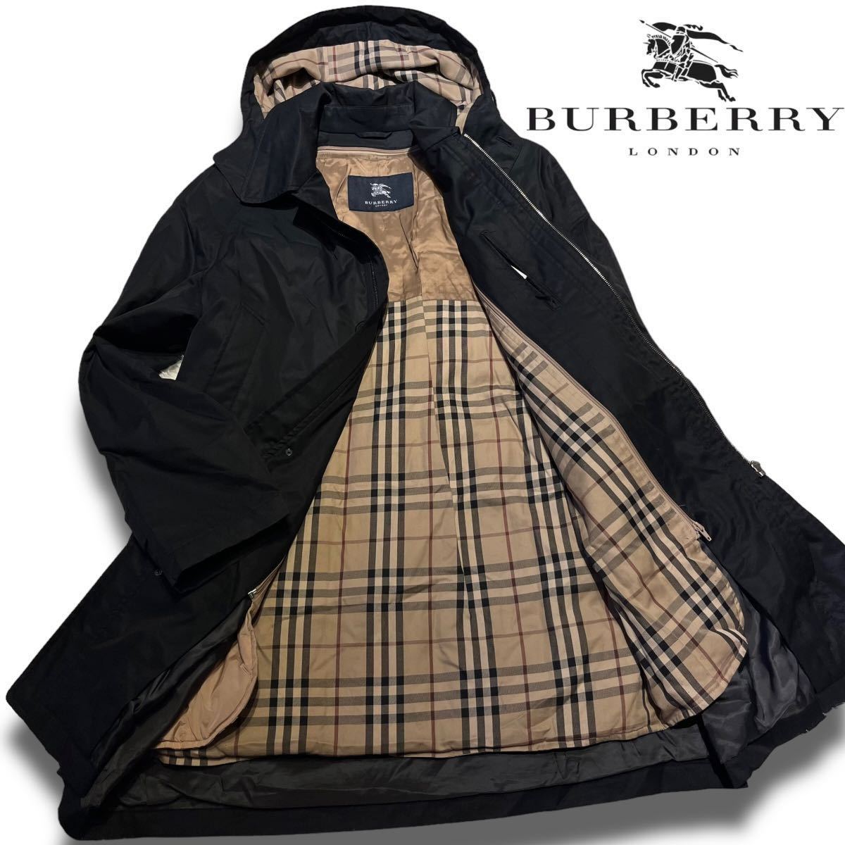 バーバリーロンドン フーデッドコート ダウンライナー付 ノバチェック