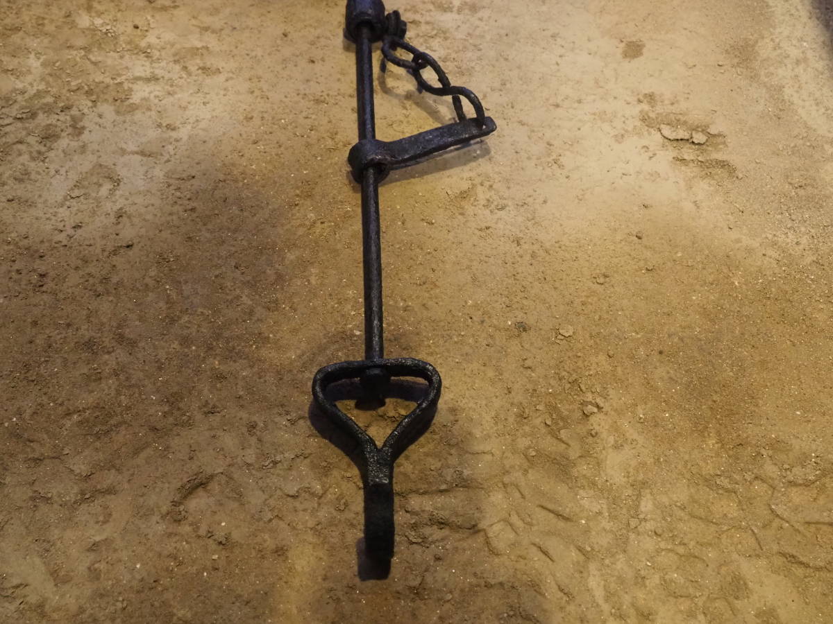 明治期鉄製自在鉤】囲炉裏フック古道具アンティーク骨董インテリア古民