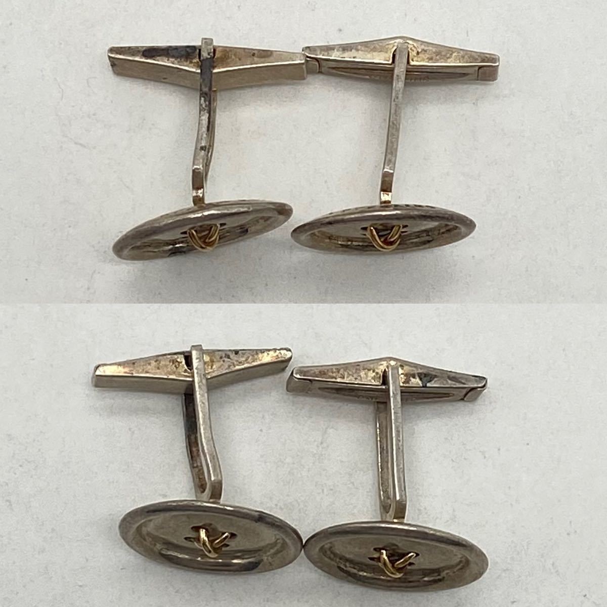 P235 TIFFANY&Co. ティファニー カフス 14KT シルバー ボタン ゴールド