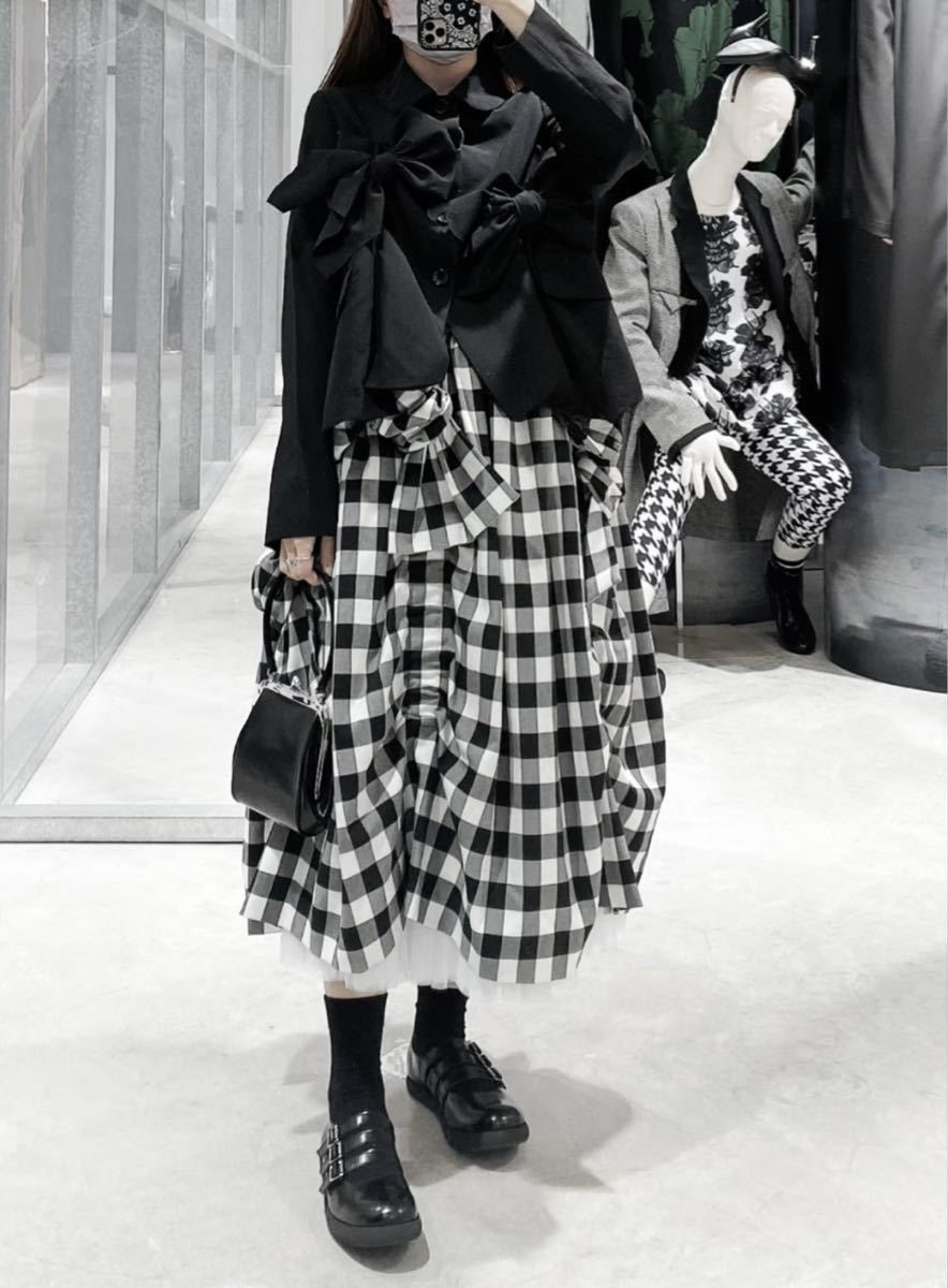 AD2021 コムデギャルソン COMME des GARCONSリボン装飾 ギンガム