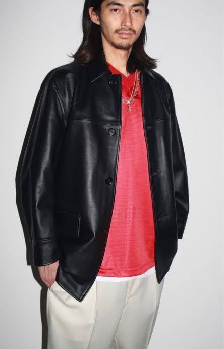 23ss WACKO MARIA LEATHER CAR COAT レオパード バダサイ 野村訓一